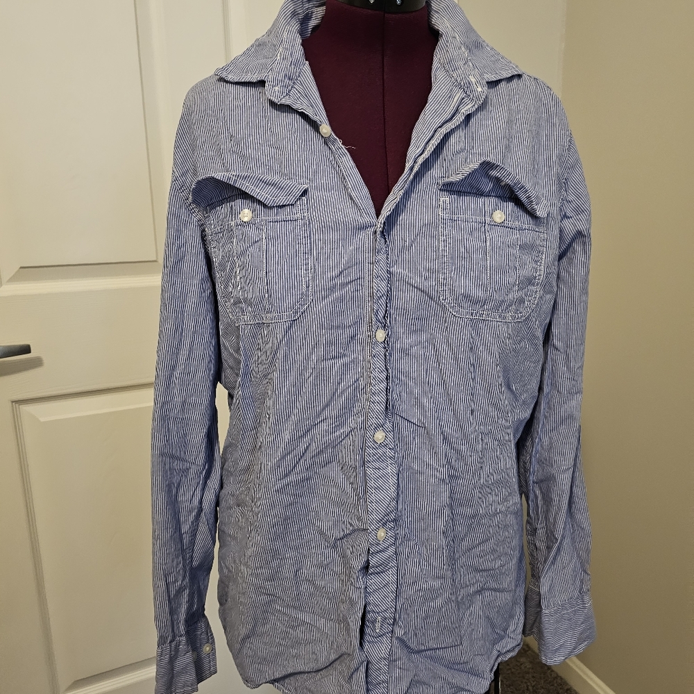 Sonoma shirt blue and white stripes Large